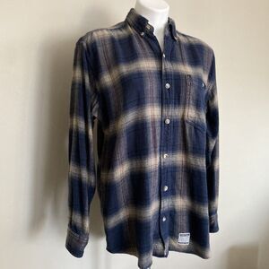 Vintage 90s Grunge Cotton Flannel Shirt County Seat Navy Shirt Mens Small